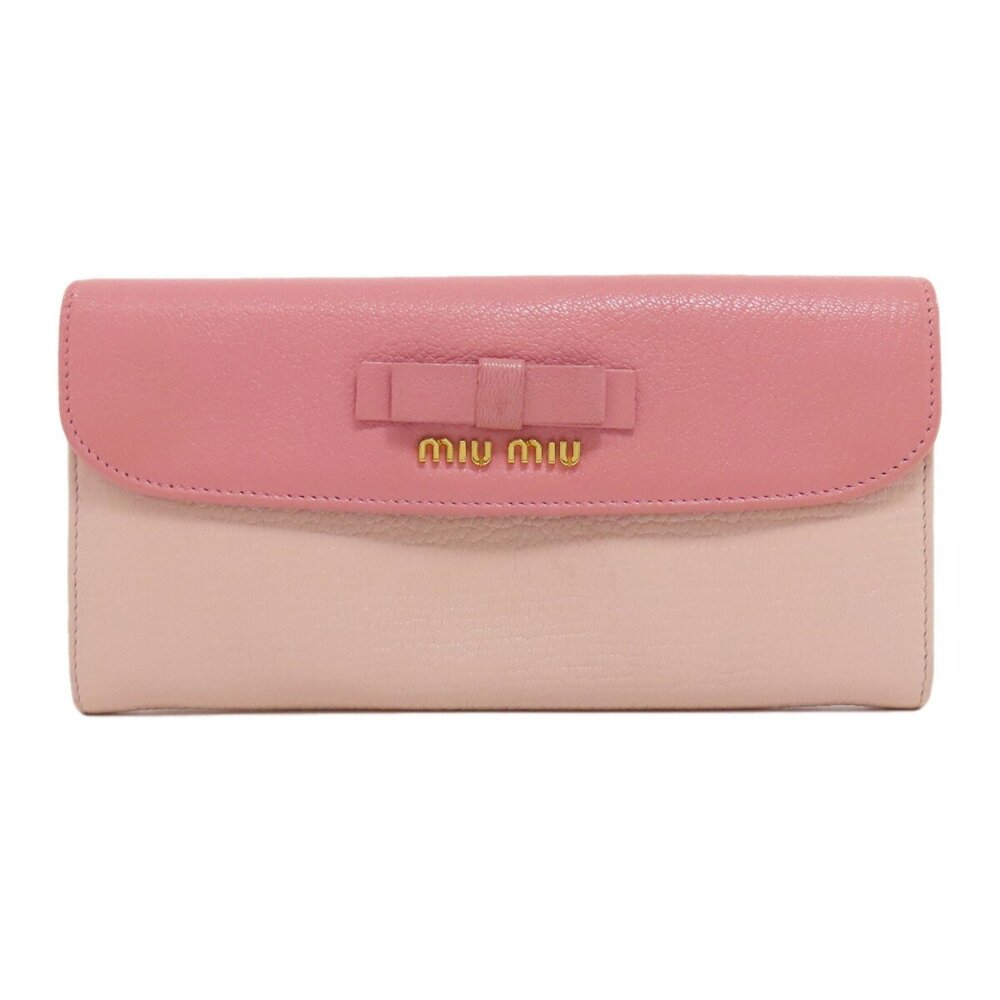 Miu Miu Ribbon Long Wallet Leather Women's - image 1